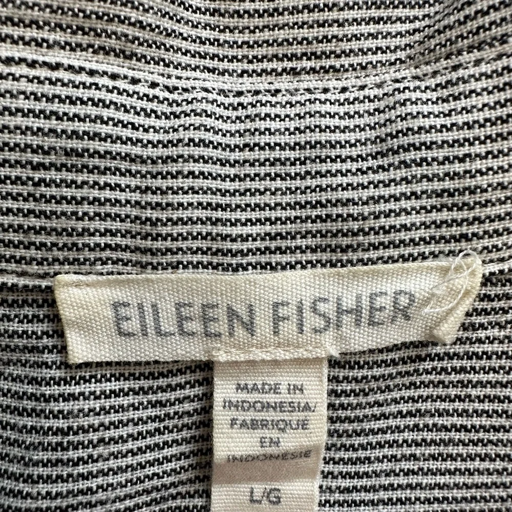 Eileen Fisher Organic Cotton Linen Ticking Stripe Shirt - Picture 7 of 10